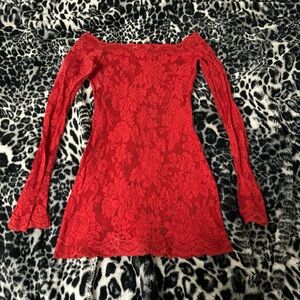 Red Lace Off-Shoulder Dress